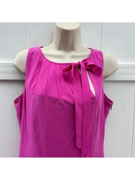 Ann Taylor Dresses & Skirts - Ann Taylor Sleeveless Raspberry Pink Silk Shift with Asymmetrical Tie | Size 6